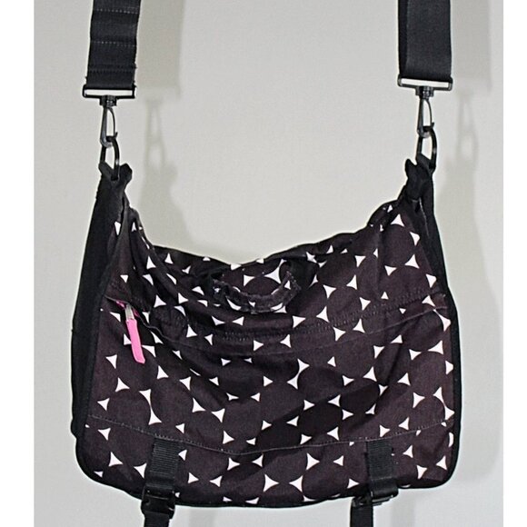 PBTeen - Pottery Barn Pack It Mod Dot Messenger Bag, Black + Pink - Picture 1 of 7